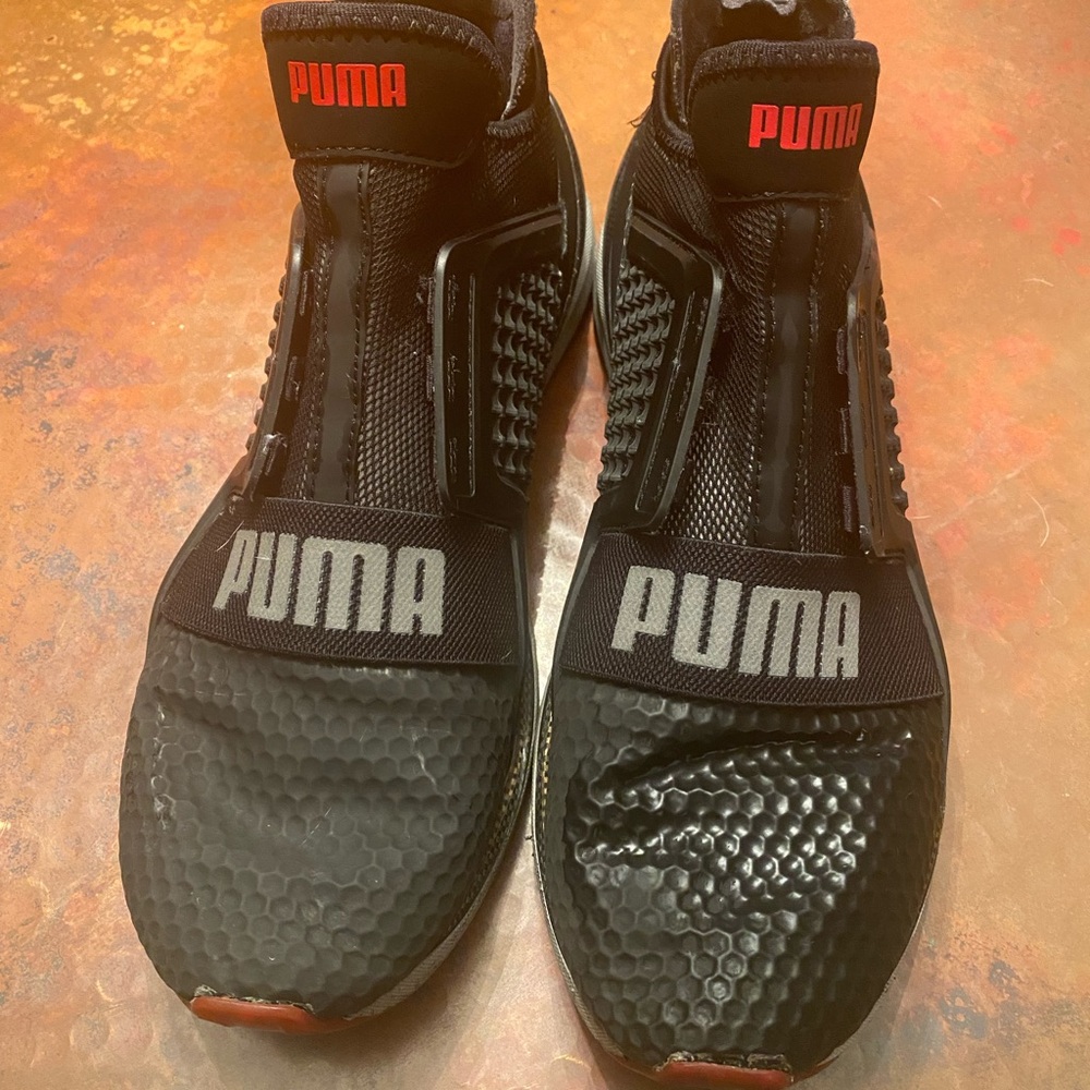 Puma Ignite Black Athletic Slip-On Shoes with Sock-Like Collar